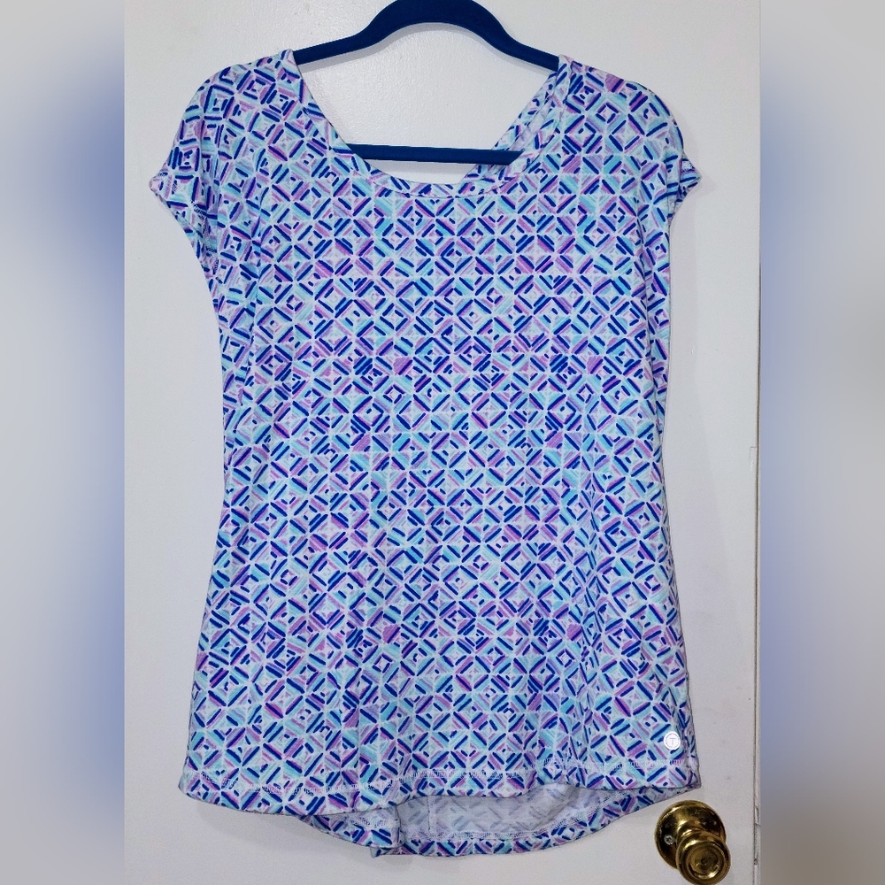 T By Talbots Size2x Geometric Shape 1/4 Sleeve Bl… - image 2